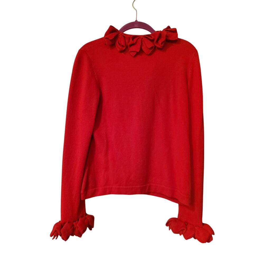 Red Ruffled Women's Sweater - Picture 5 of 6